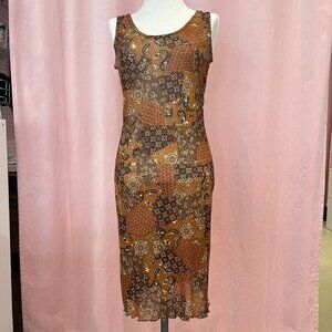 Sheer Brown Paisley Mesh Dress / Cover Up